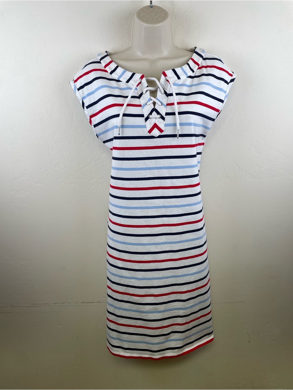 Tommy Hilfiger White Dress with Red & Blue Stripes